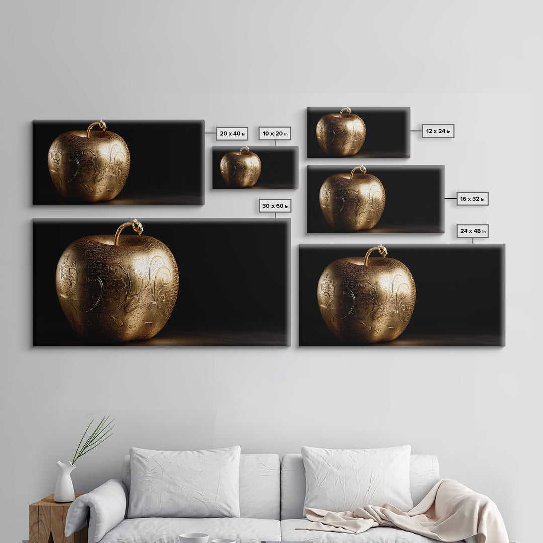 Golden Apple of Idunn Canvas Gold Art, Norse Mythology Canvas Art, Viking Wall Decor with real wood frame, unique man cave gift