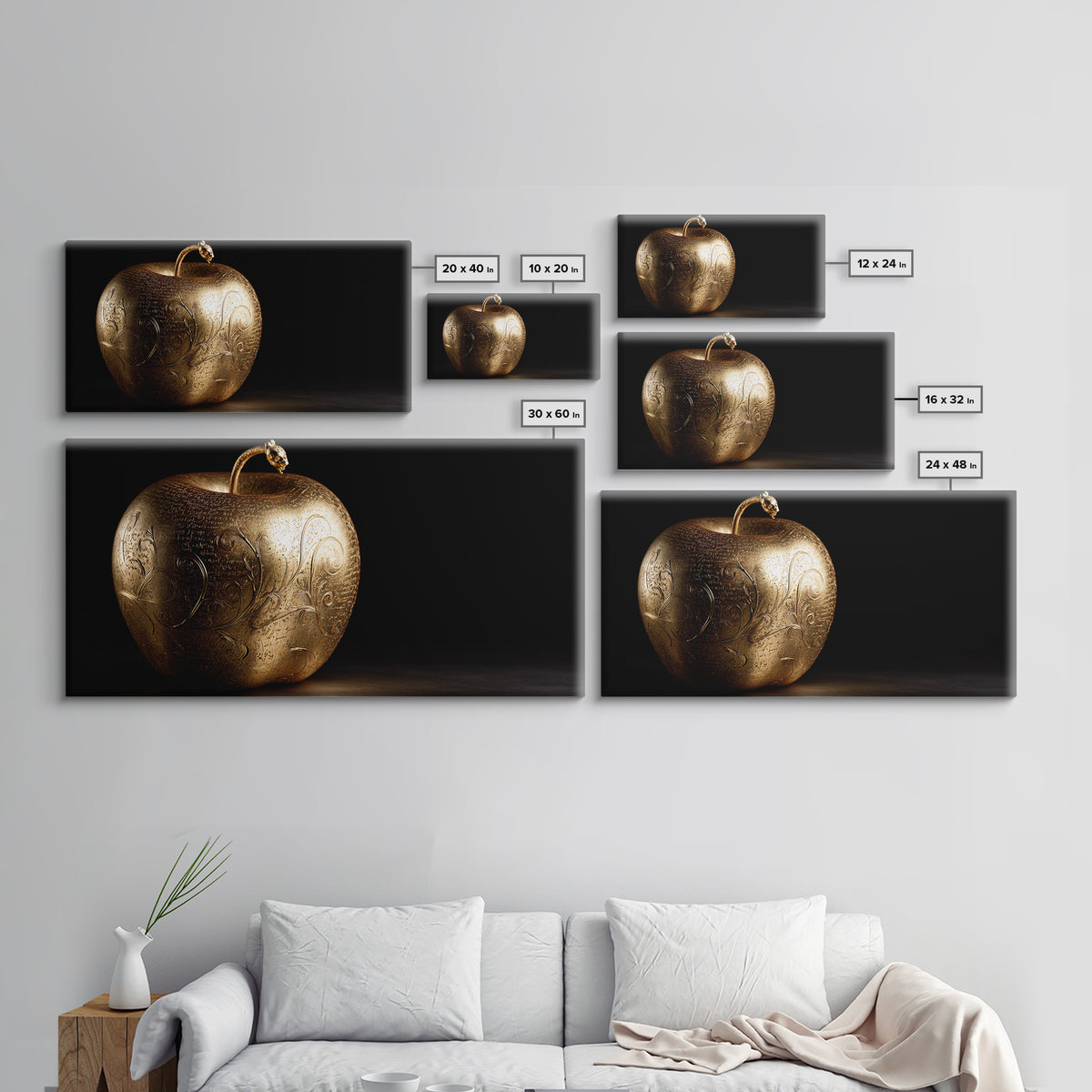 Golden Apple of Idunn Canvas Gold Art, Norse Mythology Canvas Art, Viking Wall Decor with real wood frame, unique man cave gift