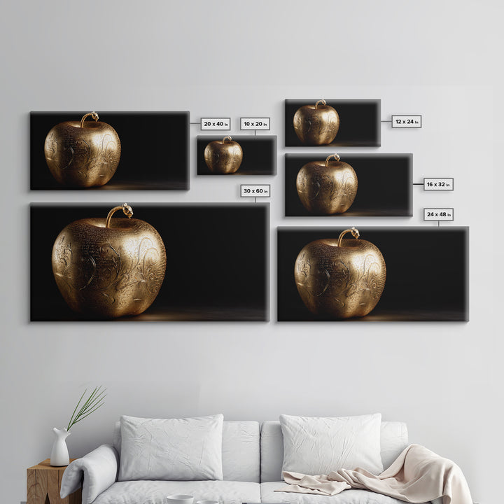 Golden Apple of Idunn Canvas Gold Art, Norse Mythology Canvas Art, Viking Wall Decor with real wood frame, unique man cave gift