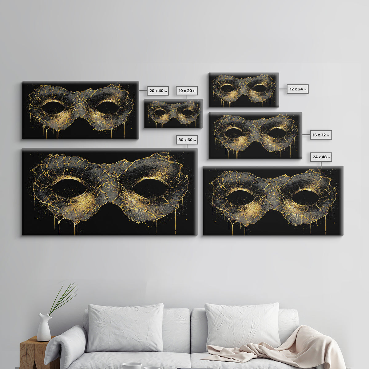 Viking Mask Canvas Gold Art, Nordic Mythology Canvas Art, Norse Warrior Office Wall Decor with Real Wood Frame, Dad Gift