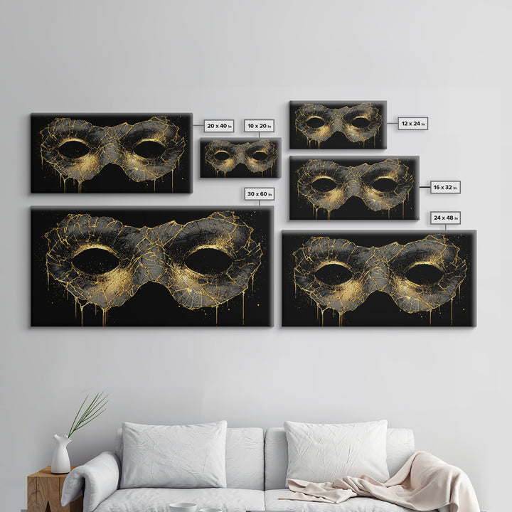 Viking Mask Canvas Gold Art, Nordic Mythology Canvas Art, Norse Warrior Office Wall Decor with Real Wood Frame, Dad Gift