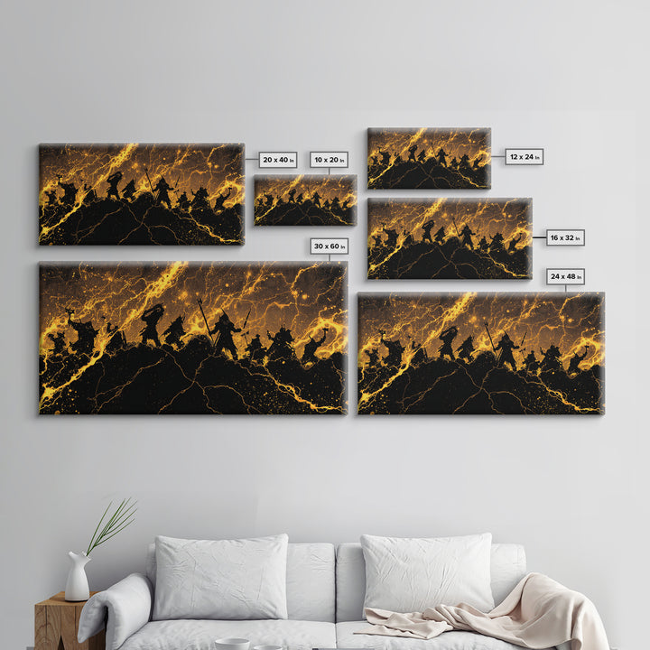 Odin Allfather Canvas Gold Art Norse God Portrait Canvas Art, Viking Nordic Decor for Man Cave or Office in real wood frame