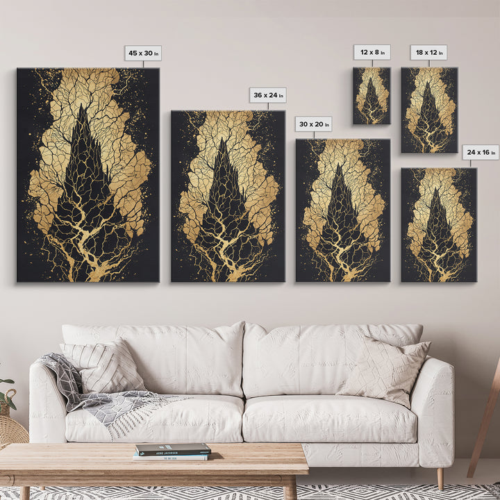 Yggdrasil Roots Canvas Gold Art Canvas Art | Nordic Mythology Wall Art Viking Pagan Decor | Office or Man Cave | Wood Framing