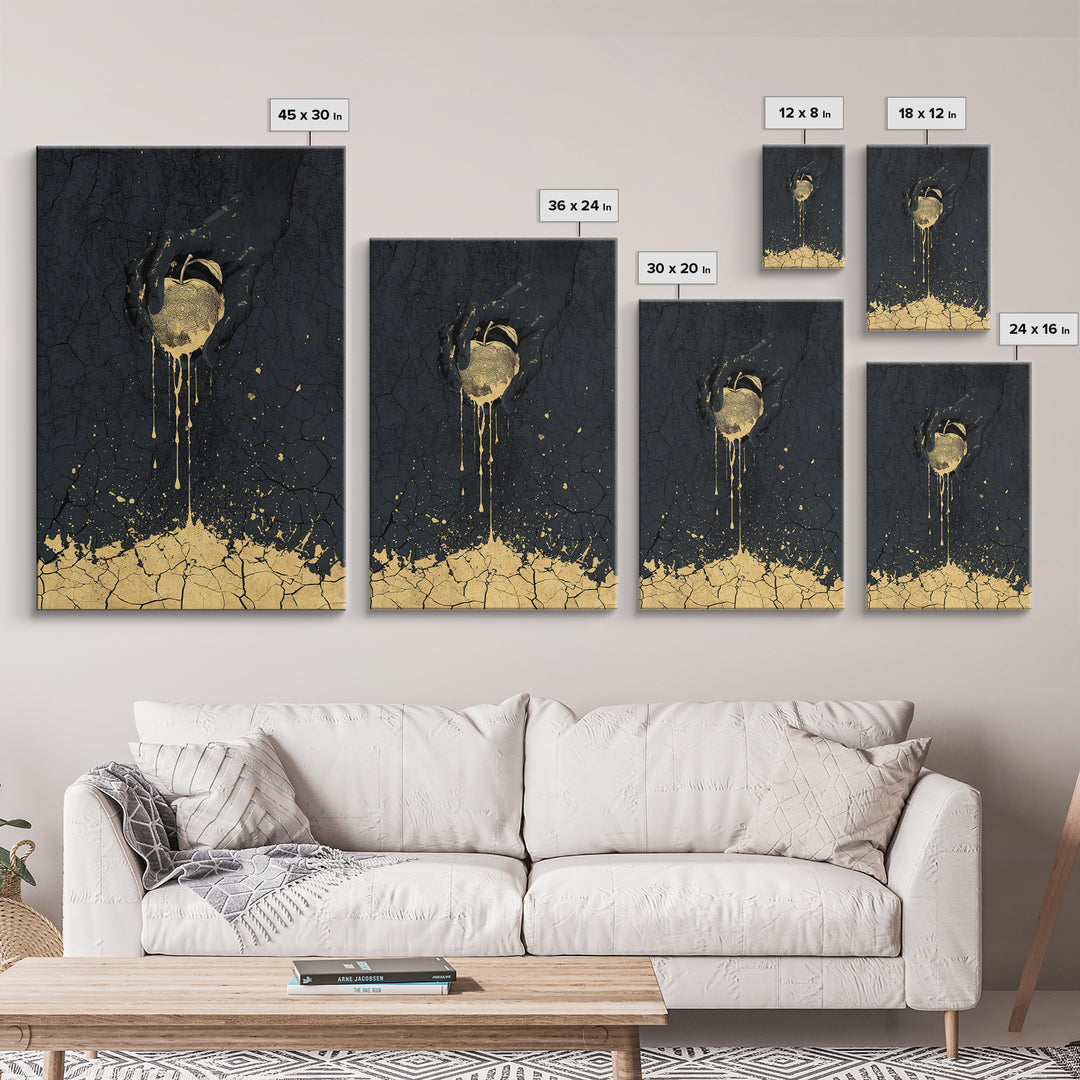 Golden Apple of Idunn Canvas Gold Art Canvas Art | Norse Myth Wall Decor Viking Symbol | Gift for Men | Framed in Real Wood