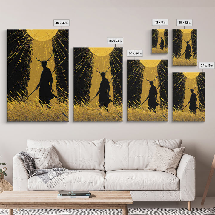Frey Norse Deity Canvas Art Canvas Gold Art, Nordic Wall Decor in real wood frame, Viking Mythology Wall Hanging for Office or Man Cave