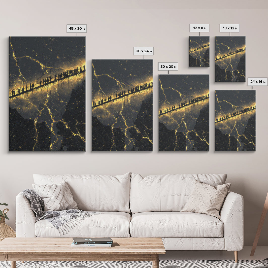 Helheim Norse Underworld Gate Canvas Gold Art Canvas Art Viking Mythology Wall Decor Dark Office Man Cave framed in real wood