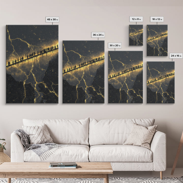 Helheim Norse Underworld Gate Canvas Gold Art Canvas Art Viking Mythology Wall Decor Dark Office Man Cave framed in real wood