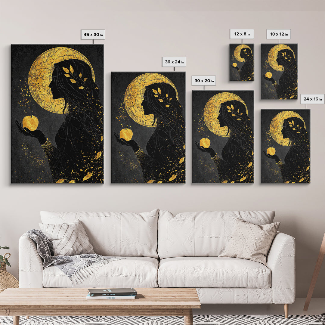 Idunn and Golden Apple Norse Canvas Gold Art Canvas Art Viking Wall Decor Nordic Mythology Office Art framed with wood detail