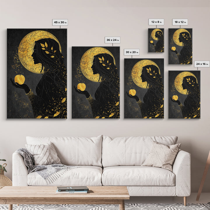 Idunn and Golden Apple Norse Canvas Gold Art Canvas Art Viking Wall Decor Nordic Mythology Office Art framed with wood detail