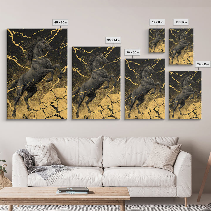 Nordic Sleipnir Horse of Odin Canvas Art Canvas Gold Art Wall Decor Dad Gift Mythology Office Art with handcrafted wood frame