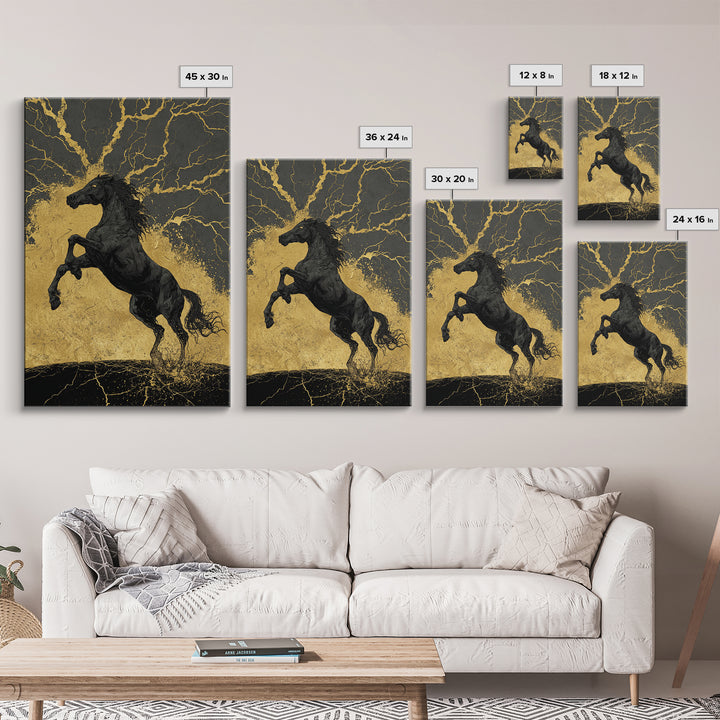 Canvas Gold Art Sleipnir Norse Horse Wall Print Canvas Art Nordic Decor Viking Office Art Man Cave framed in solid real wood