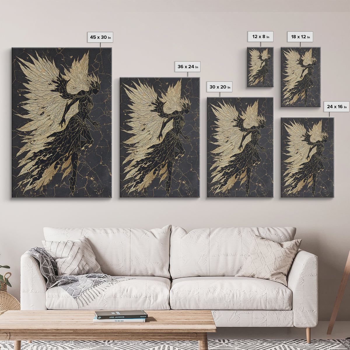 Valkyrie Warrior Canvas Gold Art Canvas Art, Norse Mythology Female Guardian Wall Art for Office Decor Dad Gift, with wood frame