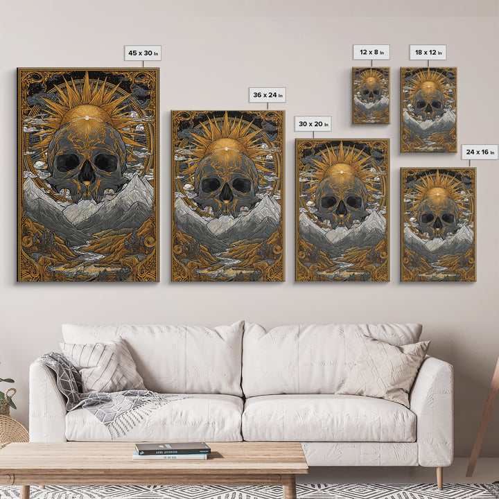Viking Mythology Ymir Canvas Gold Art Canvas Art | Norse Creation Giant Wall Decor with Real Wood Frame | Unique Dad Gift or Office Art