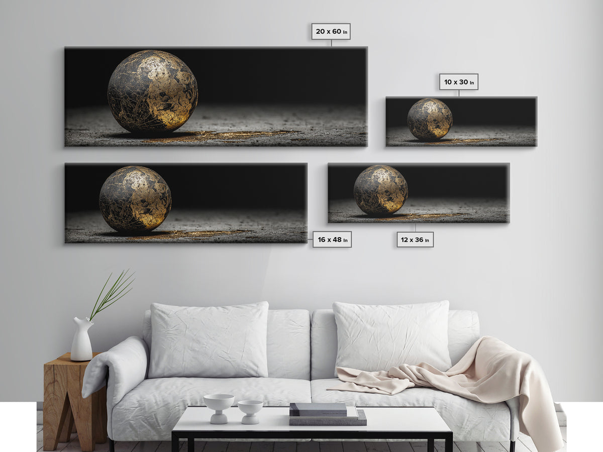 Norse Cosmos Orb Canvas Gold Art Nordic Mythology Canvas Art Viking Sphere Decor framed in authentic wood, Unique Dad Gift