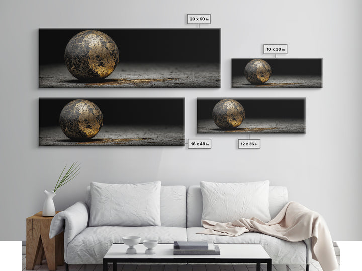 Norse Cosmos Orb Canvas Gold Art Nordic Mythology Canvas Art Viking Sphere Decor framed in authentic wood, Unique Dad Gift