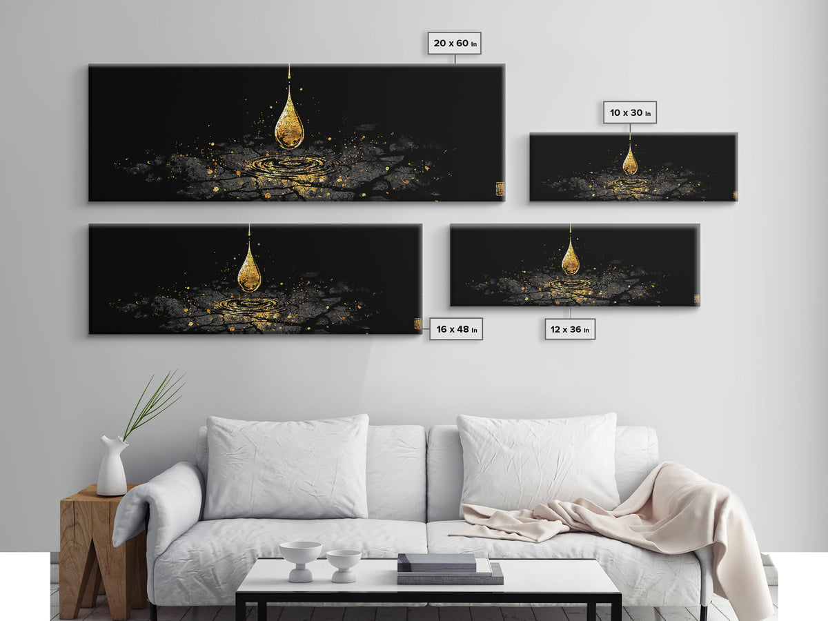 Odin’s Golden Tear Canvas Gold Art, Norse Mythology Inspired Canvas Art Wall Decor, Viking Office Accent framed in wood