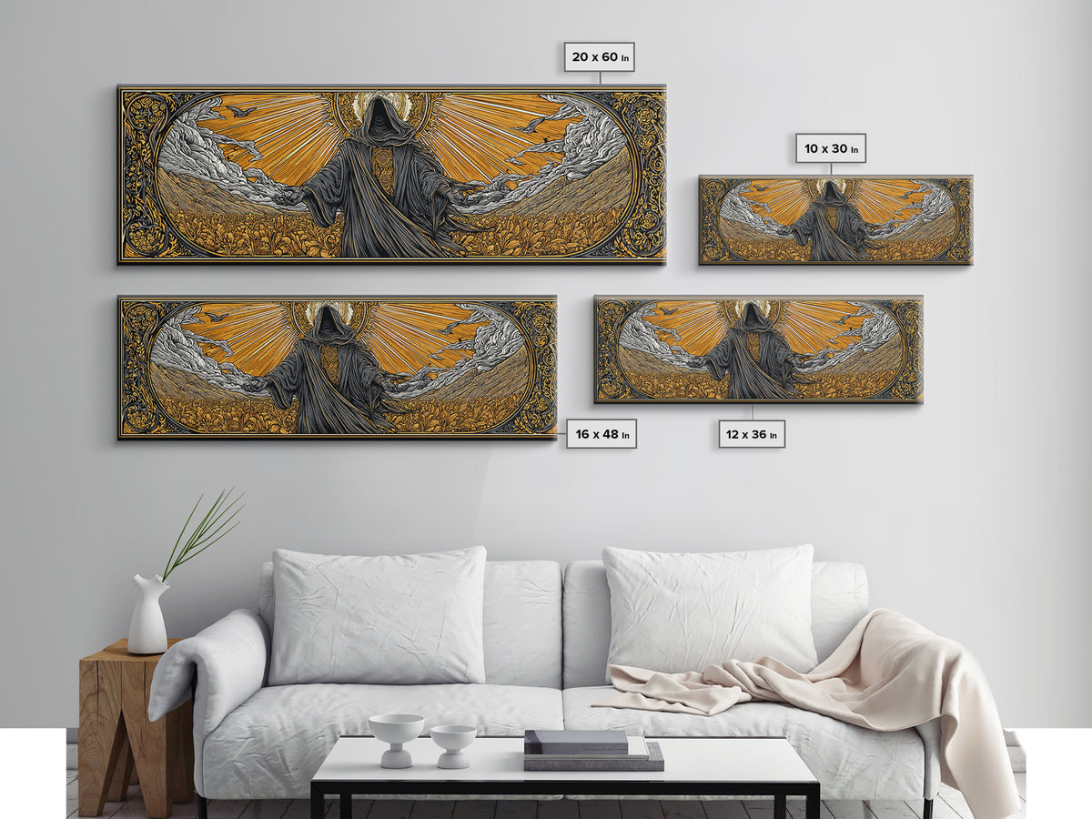 Norse God Baldur Canvas Gold Art Canvas Art, Nordic Mythology Office Decor Man Cave Wall Art, with real wood frame