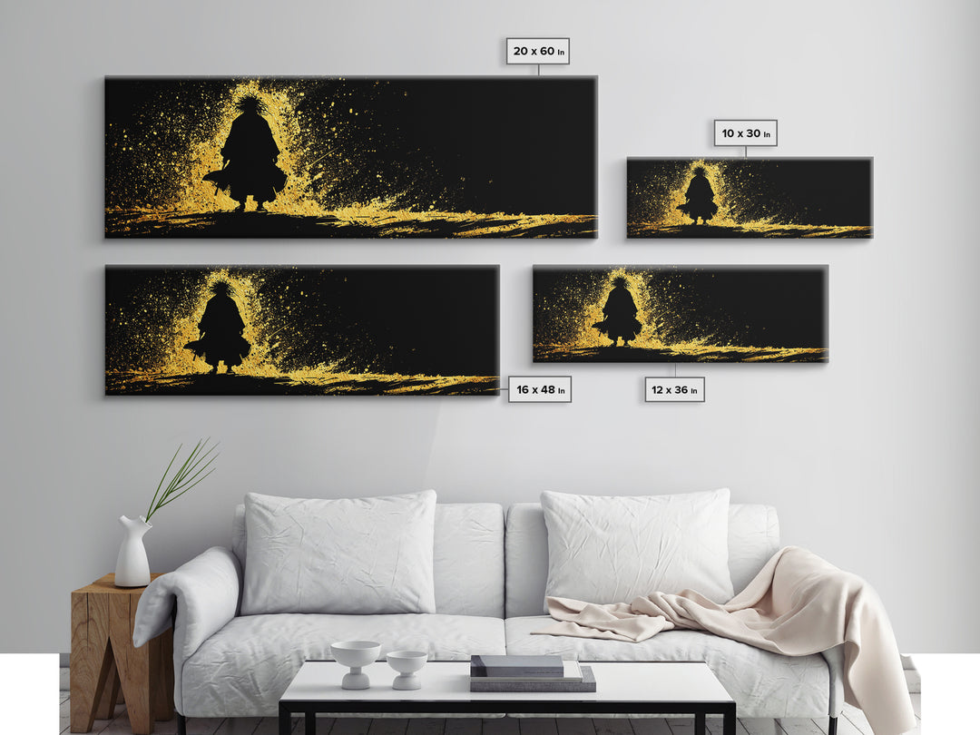 Njord Norse God of the Sea Canvas Gold Art Canvas Art – Viking Ocean Wall Art, Nordic Mythology Office Decor, natural wood framed