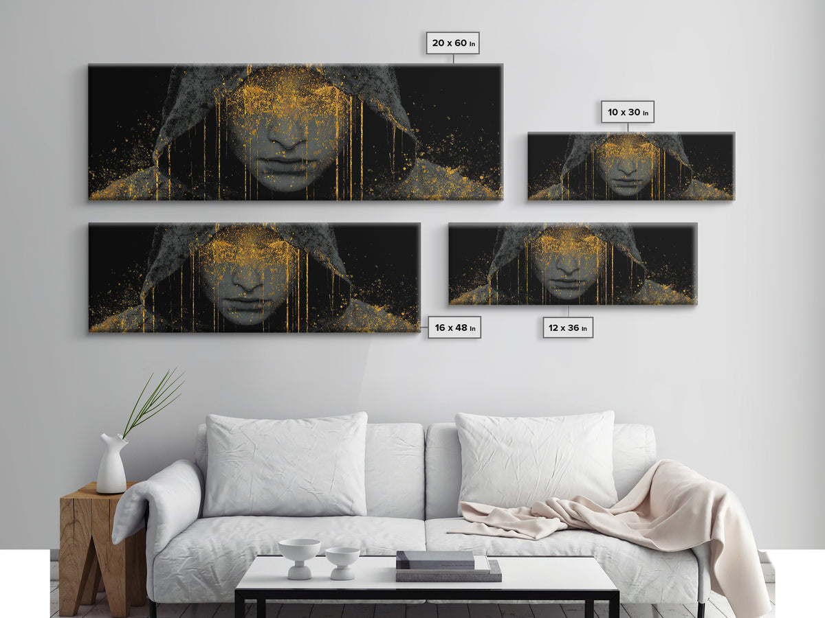 Norse Crown Canvas Gold Art Canvas Art – Nordic Royalty Symbol Mythology Wall Hanging for Office or Man Cave, framed with real wood