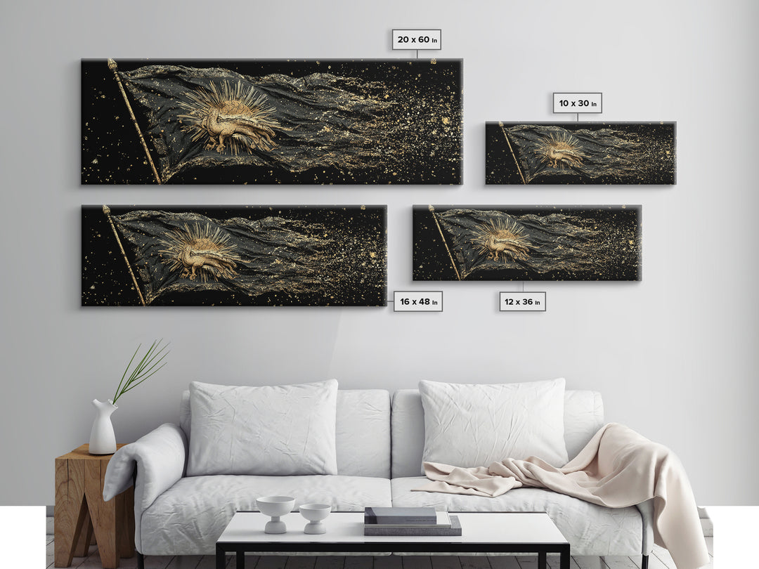 Nordic Battle Scene Canvas Gold Art Canvas Art – Norse Mythology Warrior Office Wall Decor Dad Gift, handcrafted real wood frame