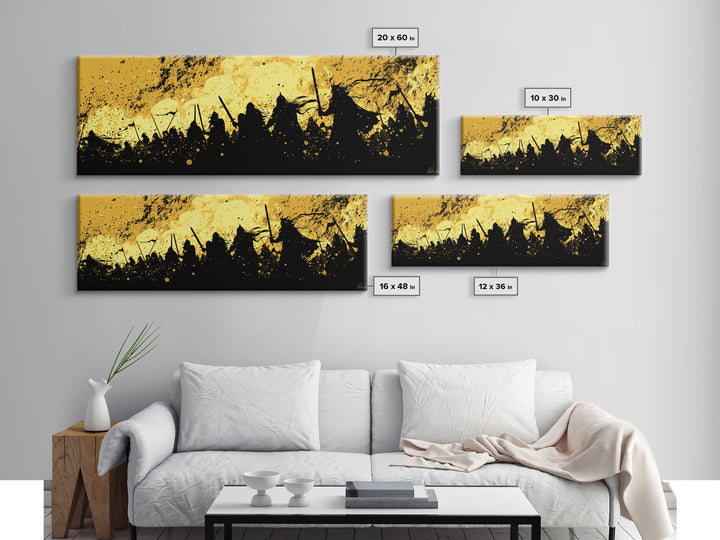 Canvas Gold Art of Nordic Warriors Canvas Art | Viking Army Wall Decor with real wood frame | Mythology Inspired Dad Gift