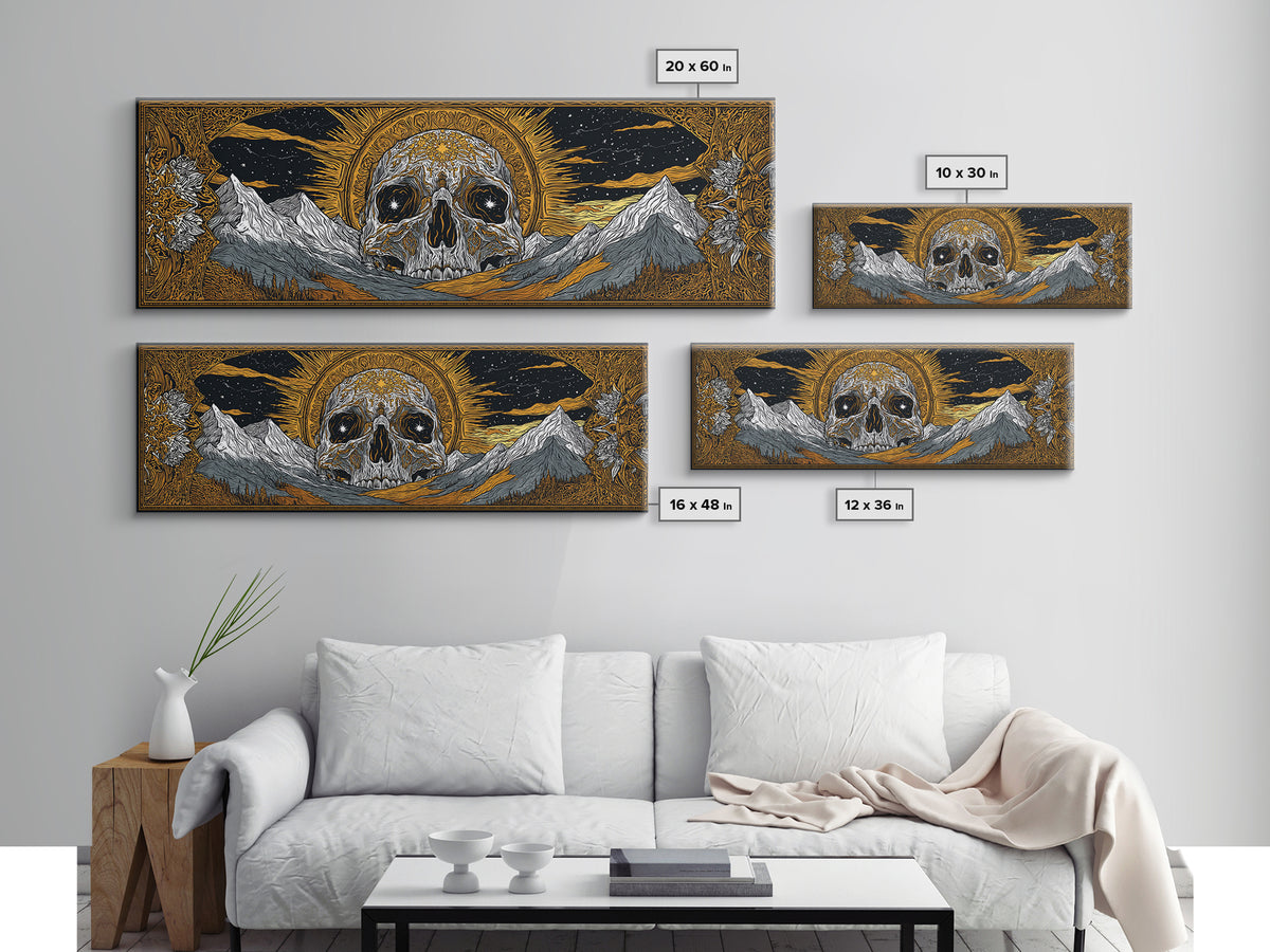 Norse God Ymir Canvas Gold Art, Nordic Mythology Canvas Art in Real Wood Frame, Viking Inspired Office Wall Art for Men