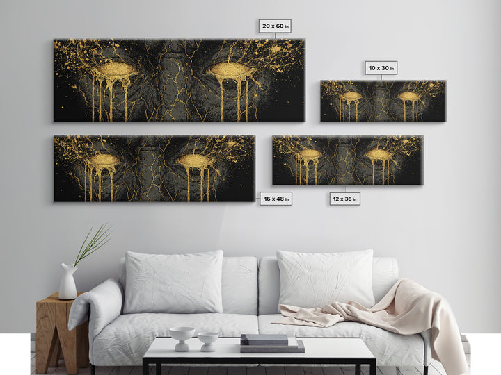Canvas Gold Art of Ymir Norse Mythology, Nordic Canvas Art with Real Wood Frame, Viking Wall Decor Gift for Dad or Husband