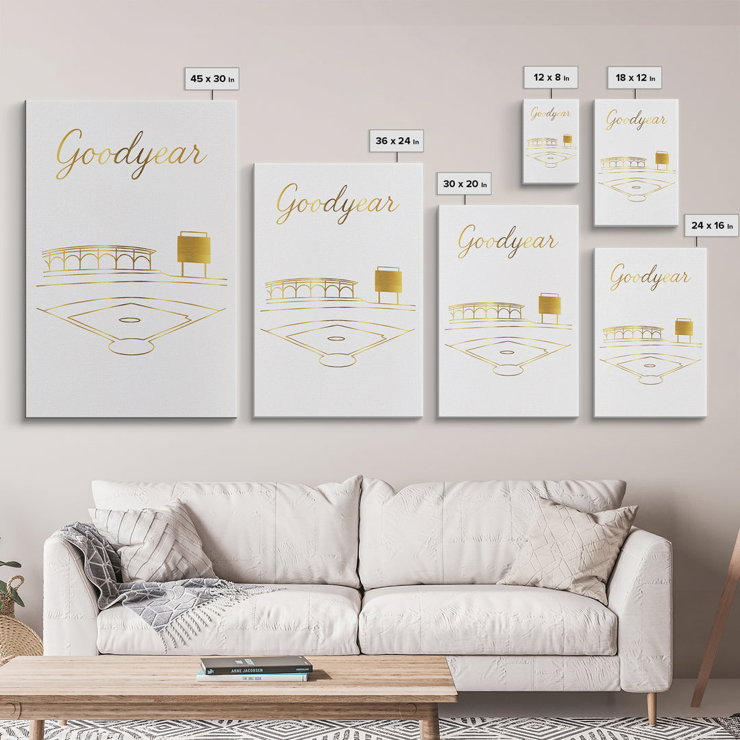 Goodyear Travel Poster, Framed Canvas Print, Clean Sketch Wall Art, Goodyear City Art, Vintage Travel Art, Vintage City Art, Wall Art