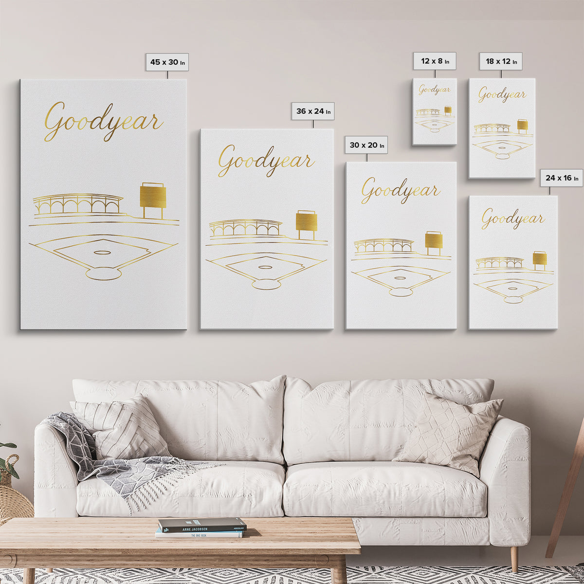 Goodyear Travel Poster, Framed Canvas Print, Clean Sketch Wall Art, Goodyear City Art, Vintage Travel Art, Vintage City Art, Wall Art