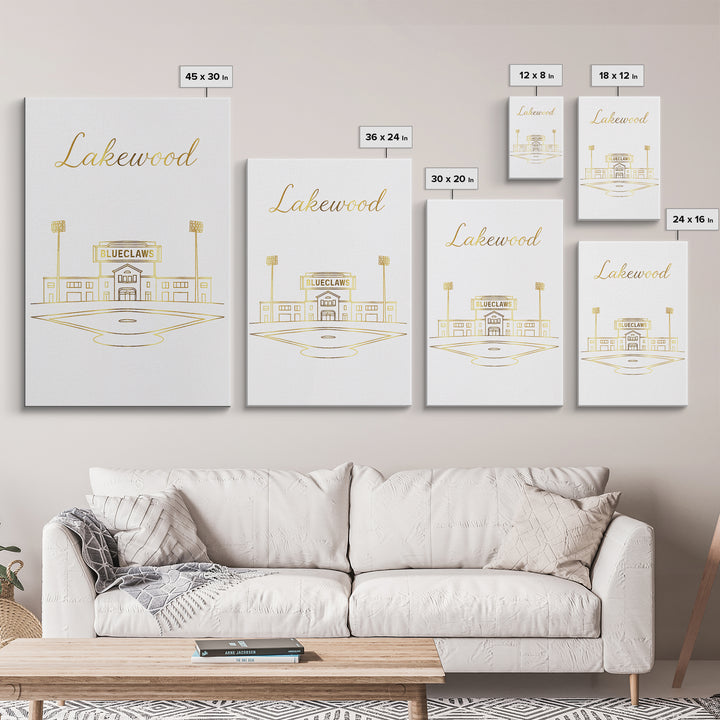 Lakewood Travel Poster, Canvas Print, White Gold Minimalist Art, Lakewood City Art, Mid Century Wall Art, Home Office Decor, Poster Print