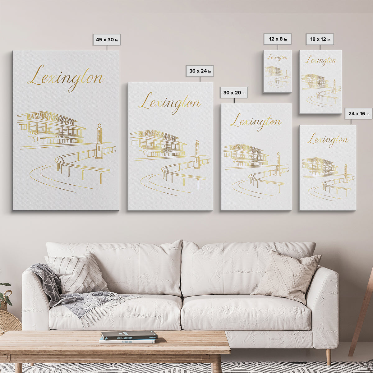 Lexington Travel Poster, Canvas Print, Gold Outline Poster Art, Lexington Wall Art, Gift For Travelers, Vintage Travel Print, Art Print