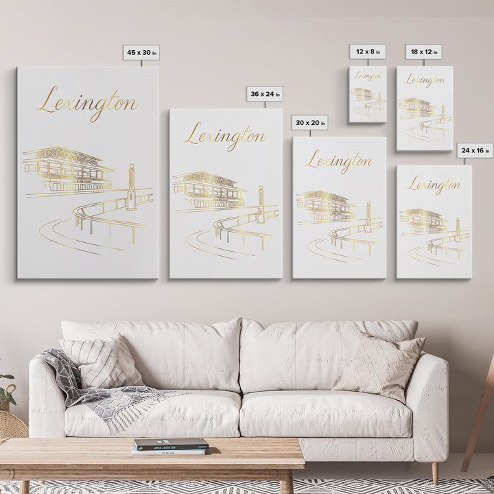 Lexington Travel Poster, Canvas Print, Gold Outline Poster Art, Lexington Wall Art, Gift For Travelers, Vintage Travel Print, Art Print