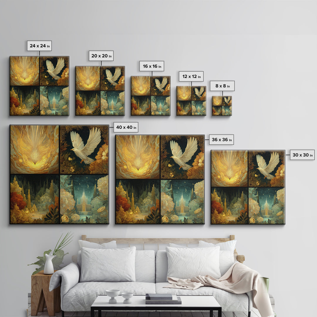Icarus Falling Through Golden Sky and Feathers Canvas Print, Mythological Art, Living Room Decor, Watercolor Art, Legend, MYT-1x1-4