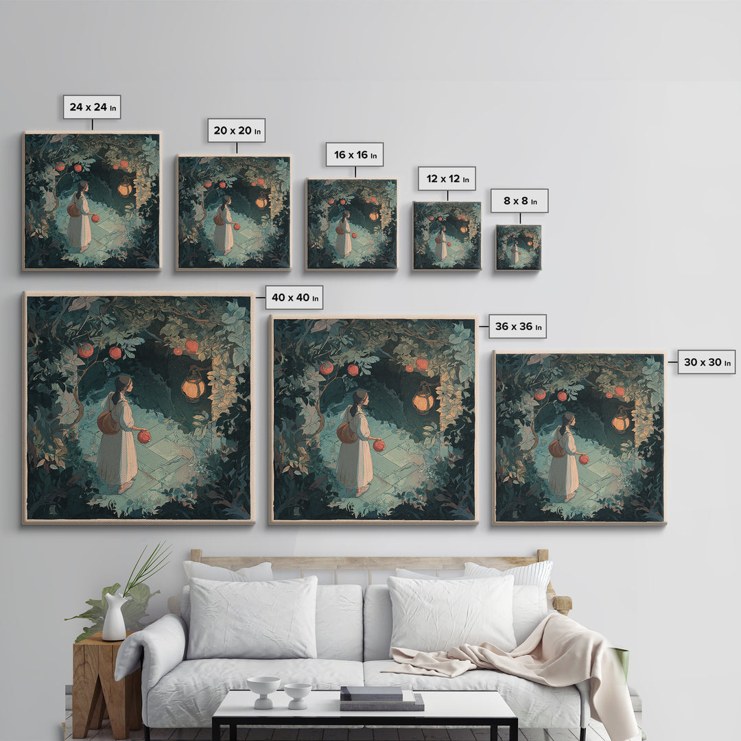 Persephone Holding Pomegranate Framed Canvas Print, Mythological Art, Modern Decor, Living Room Decor, Fine Art, Legend, MYT-1x1-79