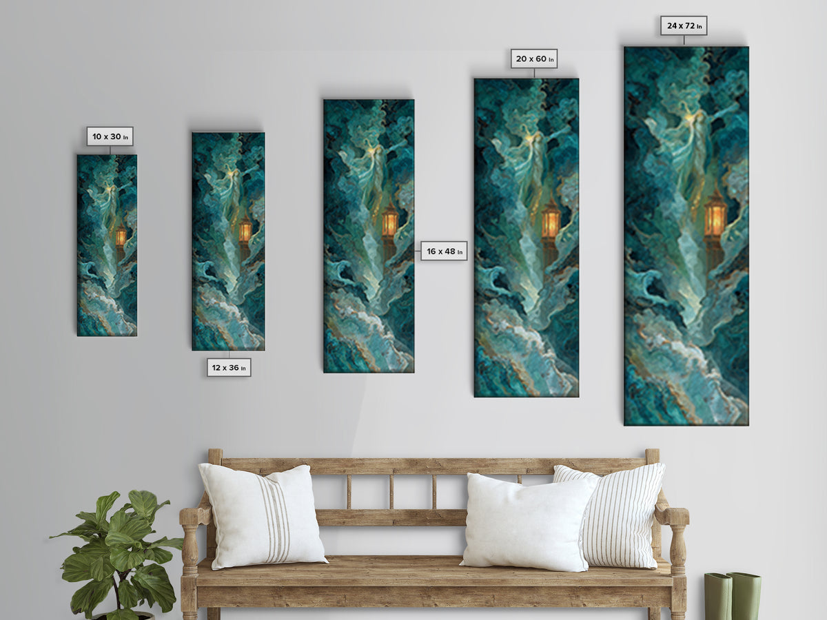 Poseidon Figure Rising from Stormy Ocean Canvas Print, Mythological Art, Print, Living Room Decor, Legend, Dark Academia Decor, MYT-1x3-39