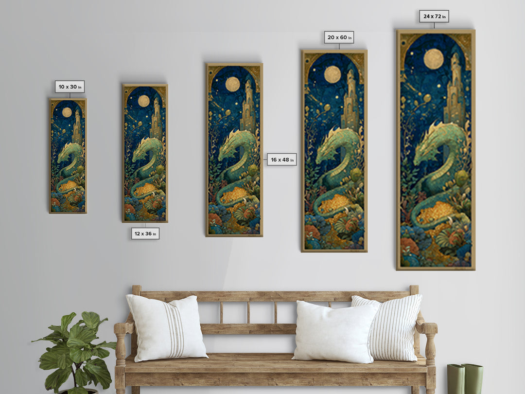 Dragon Guarding a Hoard of Ancient Gold Canvas Print, Mythological Art, Art Print, Living Room Decor, Fine Art, Legend, MYT-1x3-56