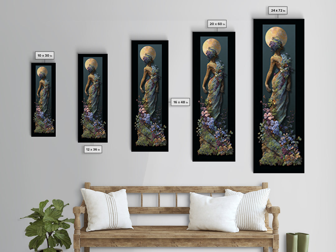 Ancient Goddess Statue Covered Framed Canvas Print, Mythological Art, Digital Art, Living Room Decor, Oil Painting, Legend, MYT-1x3-84