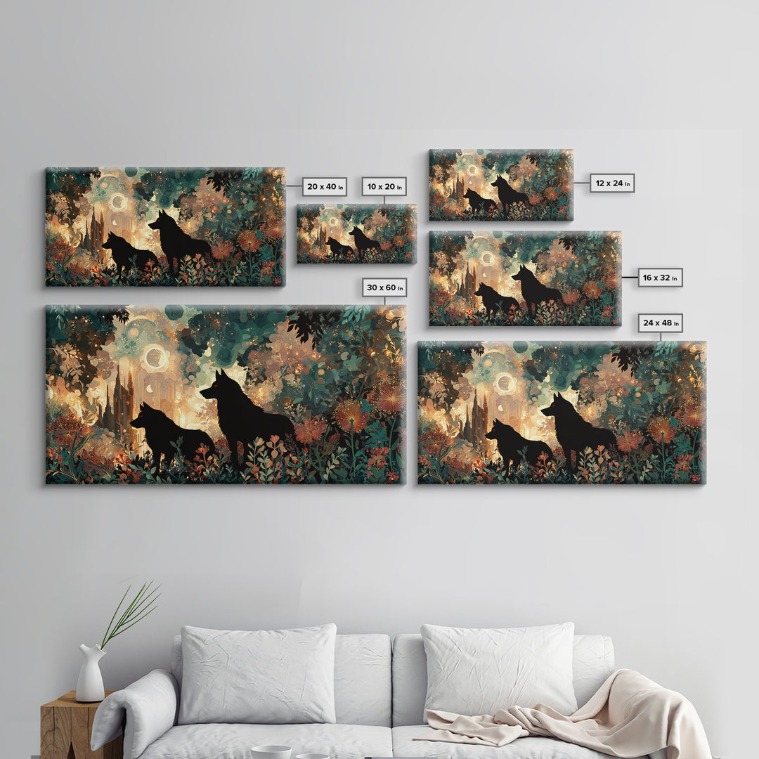 Hades and Cerberus Silhouette Canvas Print, Mythological Art, Boho Decor, Living Room Decor, Fine Art, Legend, Prints, MYT-2x1-4