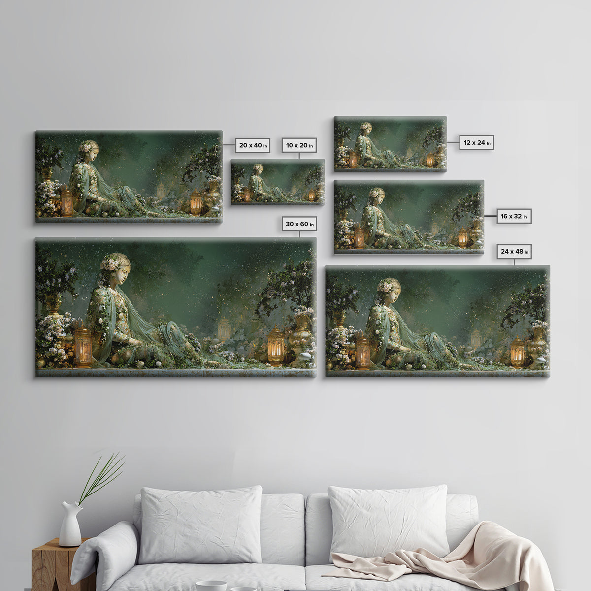 Ancient Goddess Statue Covered Canvas Print, Mythological Art, Textured Painting, Living Room Decor, Fine Art, Legend, MYT-2x1-44