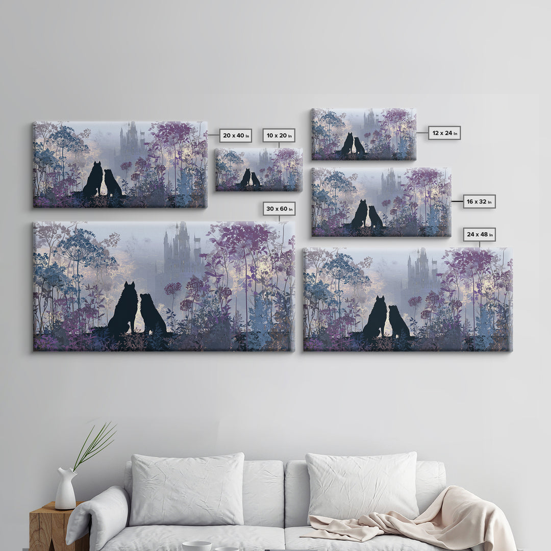 Hades and Cerberus Silhouette Canvas Print, Mythological Art, Wall Decor, Living Room Decor, Fine Art, Legend, Printable Art, MYT-2x1-52