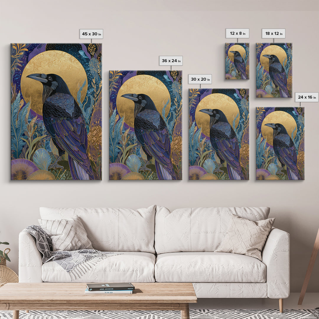 Odin Raven Pair Framed Canvas Print, Mythological Art, Print, Living Room Decor, Fine Art, Legend, Dark Academia Decor, MYT-2x3-75
