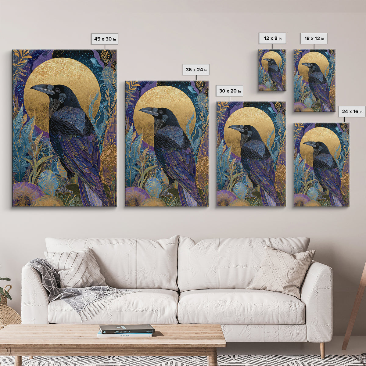 Odin Raven Pair Framed Canvas Print, Mythological Art, Print, Living Room Decor, Fine Art, Legend, Dark Academia Decor, MYT-2x3-75