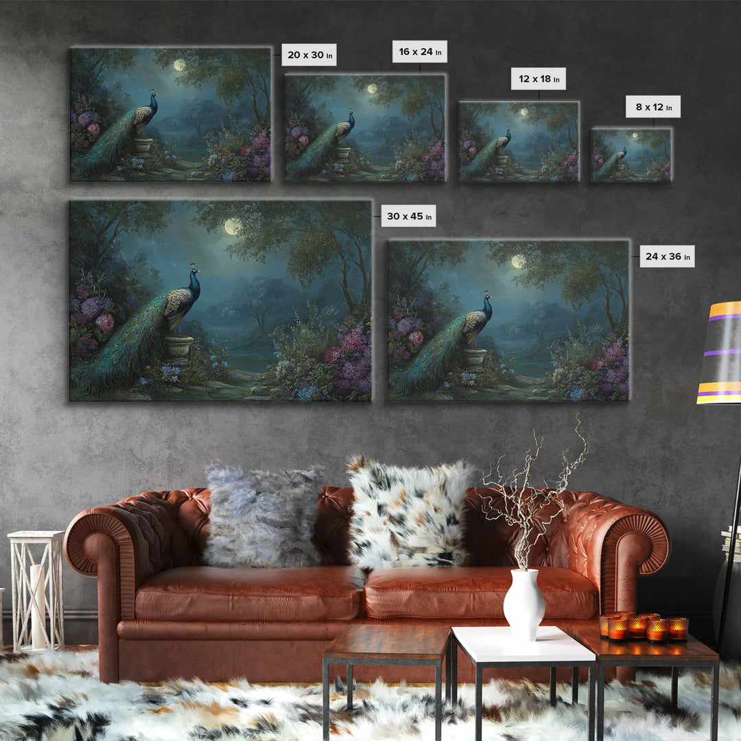 Hera Peacock Symbolism Framed Canvas Print, Mythological Art, Gothic Home Decor, Living Room Decor, Oil Painting, Legend, MYT-3x2-50
