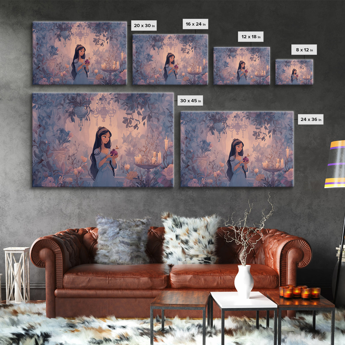 Persephone Holding Pomegranate Framed Canvas Print, Mythological Art, Luxury Decor, Living Room Decor, Fine Art, Legend, MYT-3x2-59