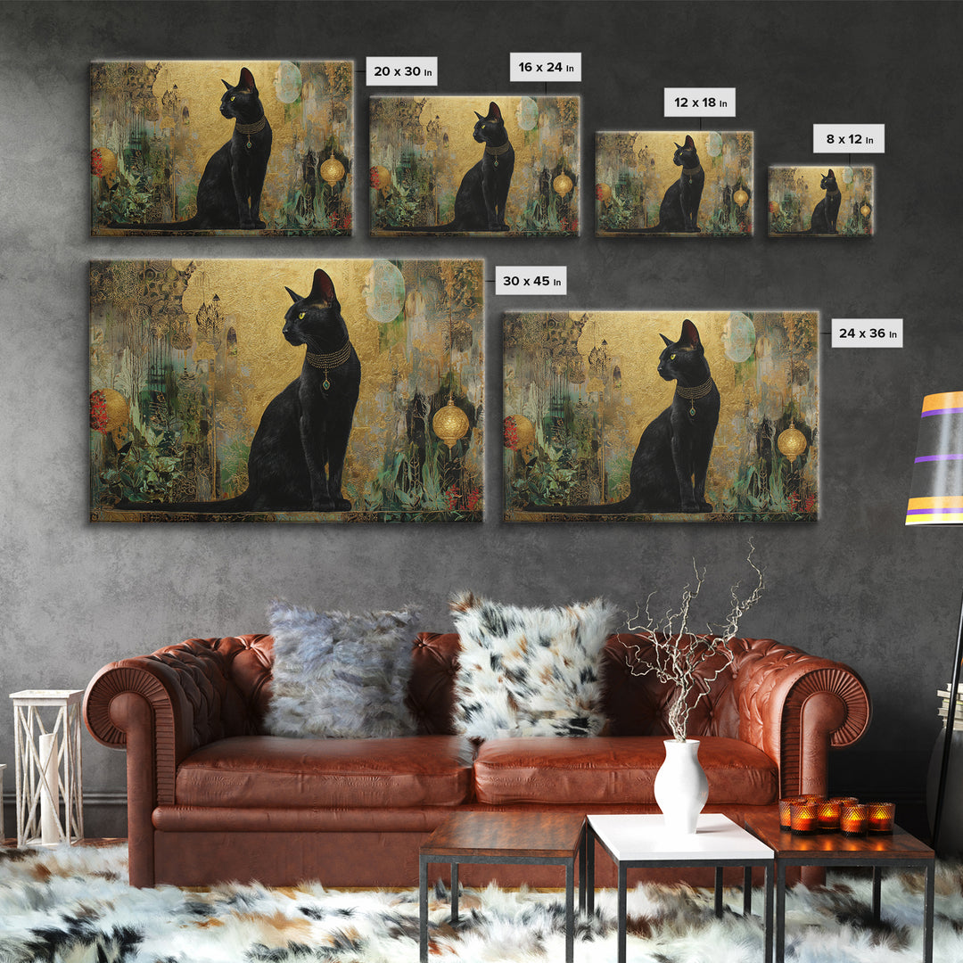Bastet Cat Goddess Framed Canvas Print, Mythological Art, Home Decor, Living Room Decor, Fine Art, Legend, Contemporary Art, MYT-3x2-64