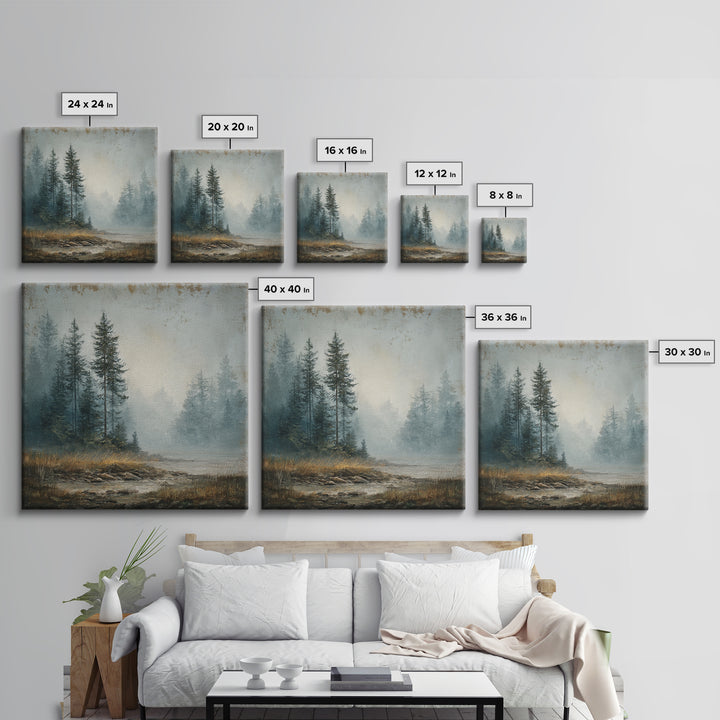 Moody Pine Forest Canvas Print, Nature Art, Digital Download Art, Living Room Decor, Fine Art, Nature, Luxury Decor, Art Print, NAT-1x1-17