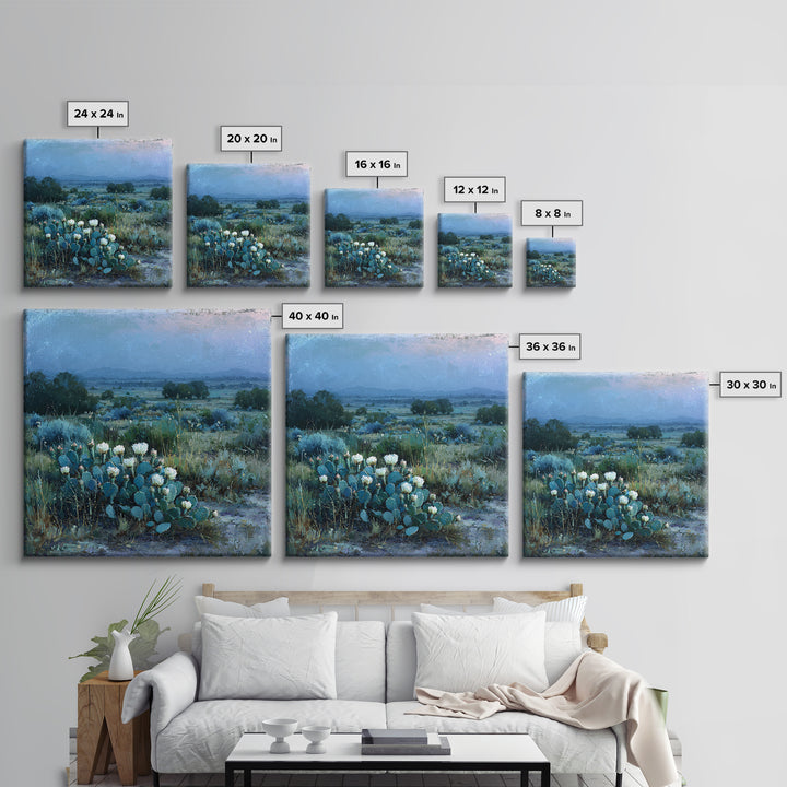Desert Cactus Blooming After Rain Canvas Print, Nature Art, Painting, Living Room Decor, Fine Art, Nature, Modern Wall Art, NAT-1x1-20