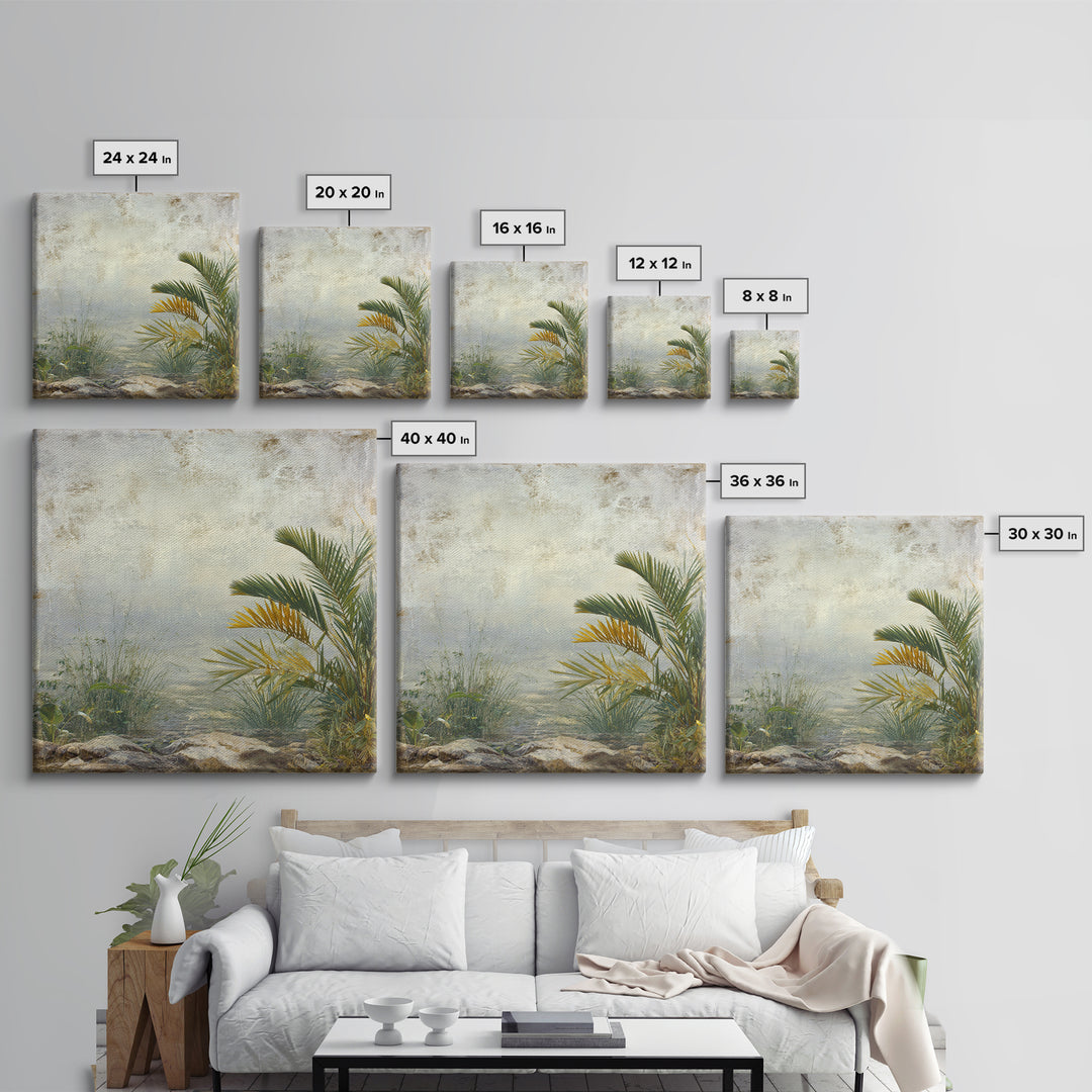 Tropical Jungle Leaves Framed Canvas Print, Nature Art, Ocean Art, Living Room Decor, Fine Art, Nature, Art Print, NAT-1x1-21