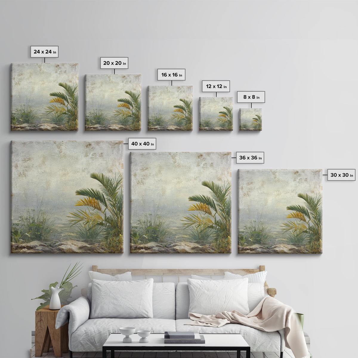 Tropical Jungle Leaves Framed Canvas Print, Nature Art, Ocean Art, Living Room Decor, Fine Art, Nature, Art Print, NAT-1x1-21