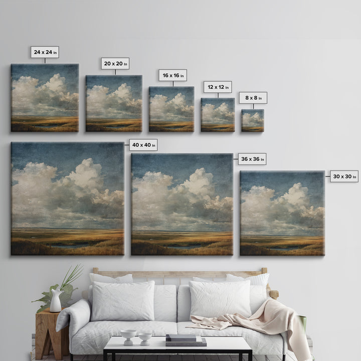 Storm Clouds over a Rolling Prairie Framed Canvas Print, Nature Art, Bird Wall Art, Living Room Decor, Fine Art, Nature, NAT-1x1-38